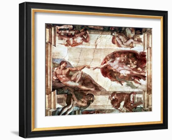 Creation of Adam, 1508-1512-Michelangelo Buonarroti-Framed Giclee Print