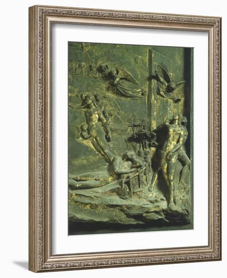 Creation of Adam and Eve, Original Sin and Expulsion from Paradise, Panel-Lorenzo Ghiberti-Framed Giclee Print