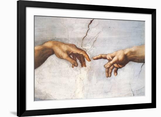 Creation of Adam Detail Hands-Michelangelo Buonarroti-Framed Art Print