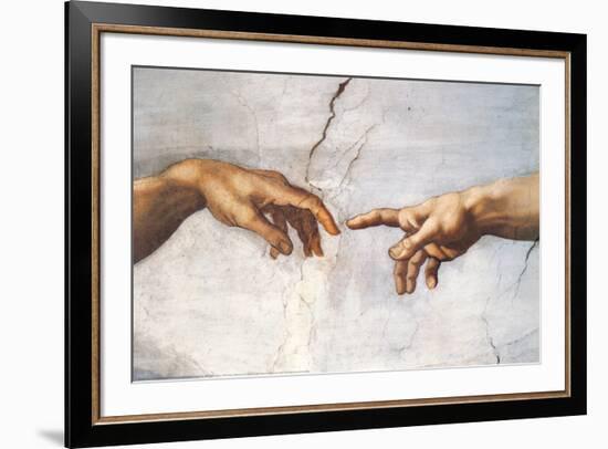 Creation of Adam Detail Hands-Michelangelo Buonarroti-Framed Art Print