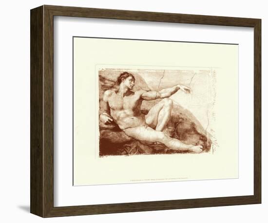 Creation of Adam (detail)-Michelangelo Buonarroti-Framed Art Print