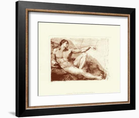 Creation of Adam (detail)-Michelangelo Buonarroti-Framed Art Print