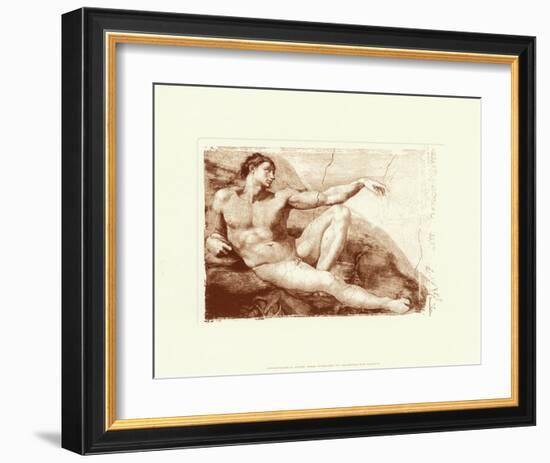 Creation of Adam (detail)-Michelangelo Buonarroti-Framed Art Print