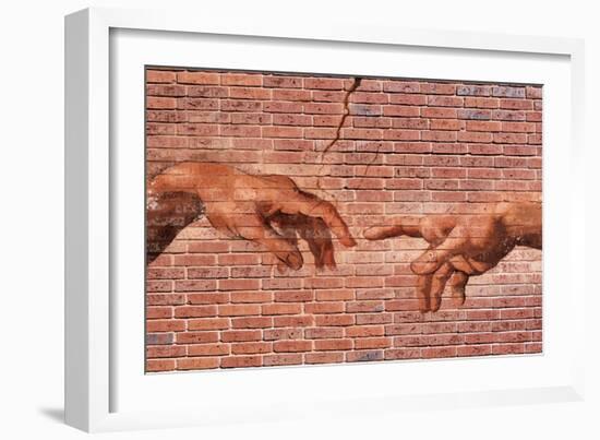 Creation of Adam Graffiti Plastic Sign-null-Framed Art Print