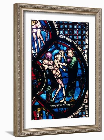 Creation of Eve, Stained Glass, Chartres Cathedral, France, 1205-1215-null-Framed Photographic Print