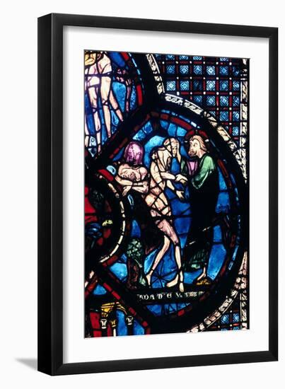 Creation of Eve, Stained Glass, Chartres Cathedral, France, 1205-1215-null-Framed Photographic Print