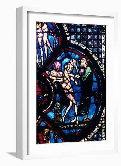 Creation of Eve, Stained Glass, Chartres Cathedral, France, 1205-1215-null-Framed Photographic Print