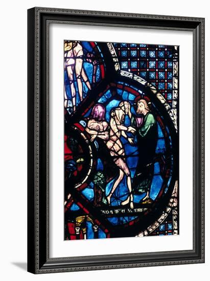 Creation of Eve, Stained Glass, Chartres Cathedral, France, 1205-1215-null-Framed Photographic Print