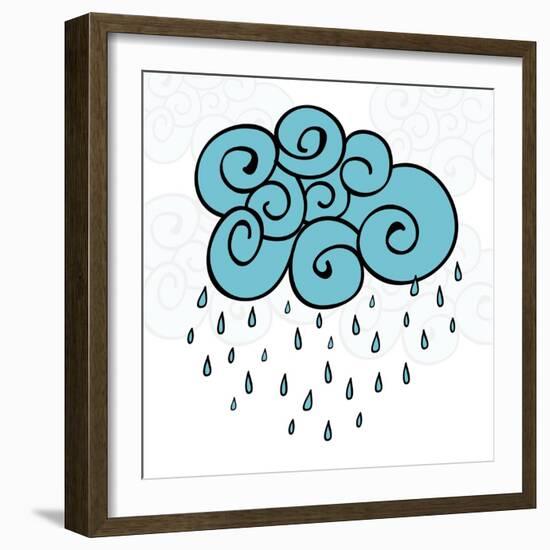 Creative Blue Cloud and Raindrops, Happy Monsoon Season Concept.-Allies Interactive-Framed Art Print