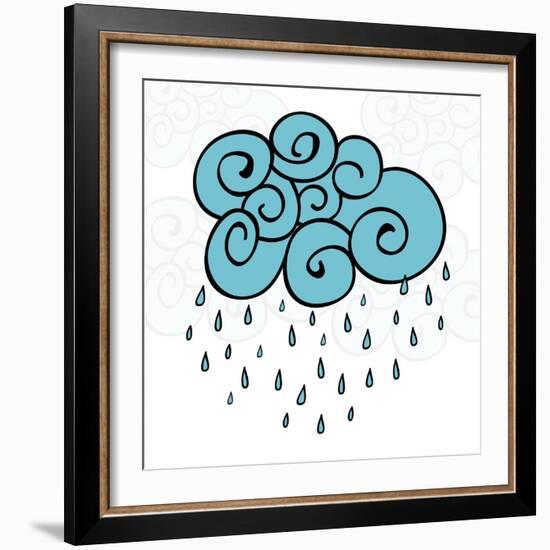 Creative Blue Cloud and Raindrops, Happy Monsoon Season Concept.-Allies Interactive-Framed Art Print