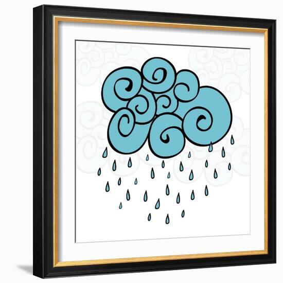 Creative Blue Cloud and Raindrops, Happy Monsoon Season Concept.-Allies Interactive-Framed Art Print