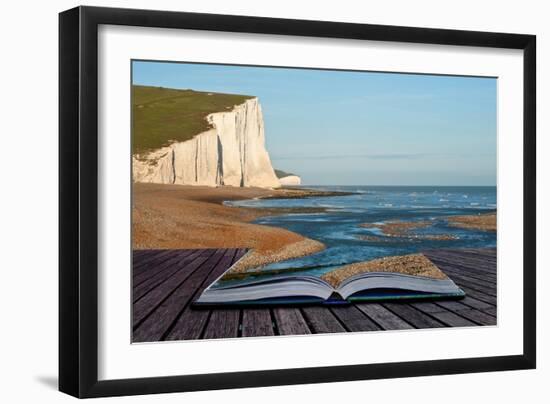 Creative Concept Image Of Seascape In Pages Of Book-Veneratio-Framed Art Print