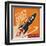 Creative Design Concept with Rocket and Space. Vintage Artistic Image on Old Paper Texture.-Lukeruk-Framed Art Print