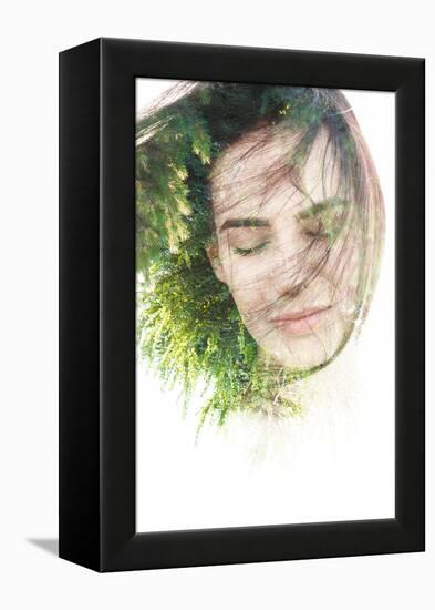 Creative Double Exposure Portrait of Woman Combined with Photograph of Nature-Victor Tongdee-Framed Premier Image Canvas