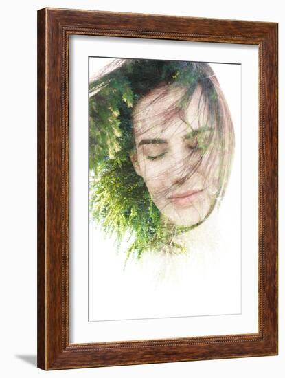 Creative Double Exposure Portrait of Woman Combined with Photograph of Nature-Victor Tongdee-Framed Photographic Print