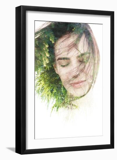 Creative Double Exposure Portrait of Woman Combined with Photograph of Nature-Victor Tongdee-Framed Photographic Print