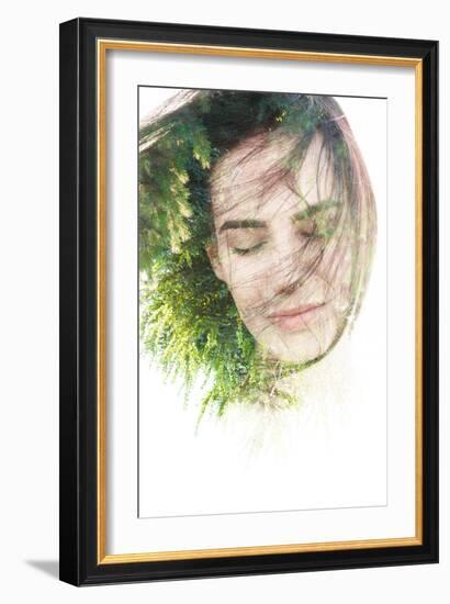 Creative Double Exposure Portrait of Woman Combined with Photograph of Nature-Victor Tongdee-Framed Photographic Print