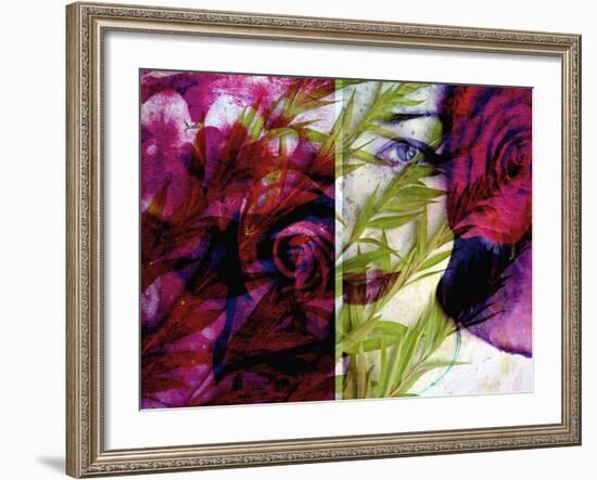 Creative Dyptich of a Portrait and a Rose-Alaya Gadeh-Framed Photographic Print