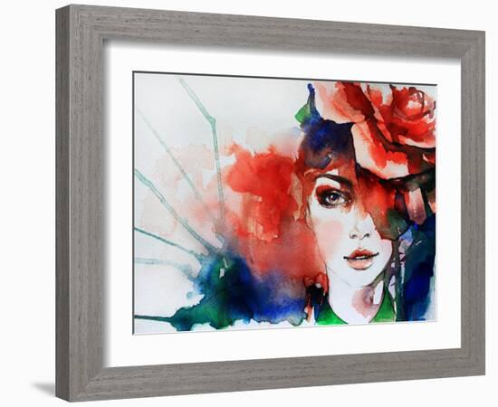 Creative Hand Painted Fashion Illustration-Anna Ismagilova-Framed Art Print