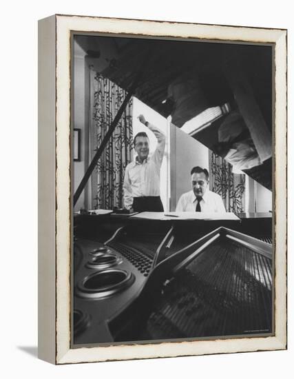 Creators of "My Fair Lady", Allan Jay Lerner and Frederick Loewe, at Piano Working on Score-Gordon Parks-Framed Premier Image Canvas