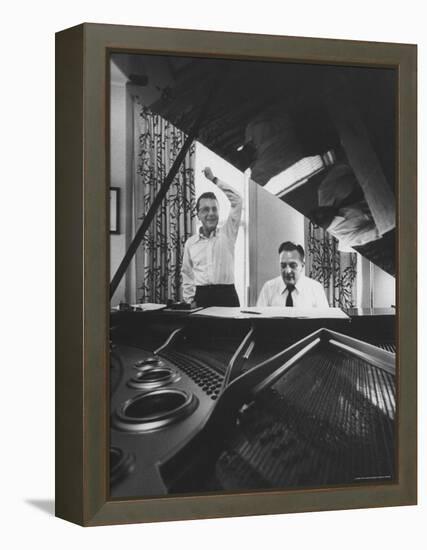 Creators of "My Fair Lady", Allan Jay Lerner and Frederick Loewe, at Piano Working on Score-Gordon Parks-Framed Premier Image Canvas