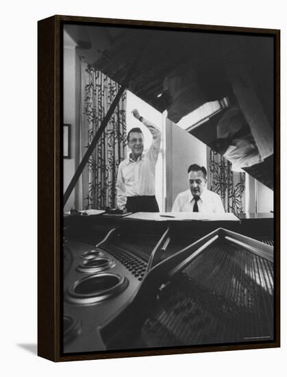 Creators of "My Fair Lady", Allan Jay Lerner and Frederick Loewe, at Piano Working on Score-Gordon Parks-Framed Premier Image Canvas