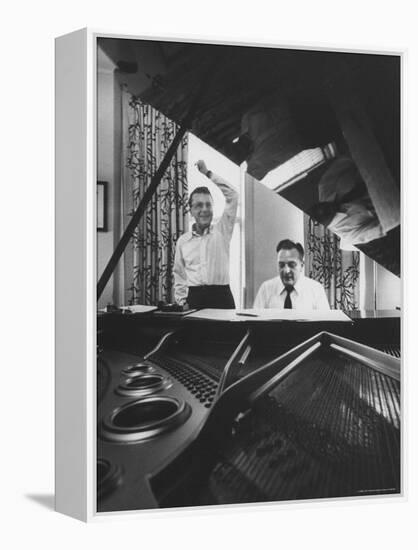 Creators of "My Fair Lady", Allan Jay Lerner and Frederick Loewe, at Piano Working on Score-Gordon Parks-Framed Premier Image Canvas