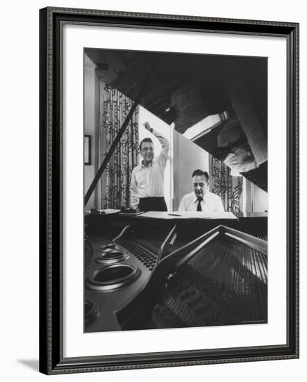 Creators of "My Fair Lady", Allan Jay Lerner and Frederick Loewe, at Piano Working on Score-Gordon Parks-Framed Premium Photographic Print