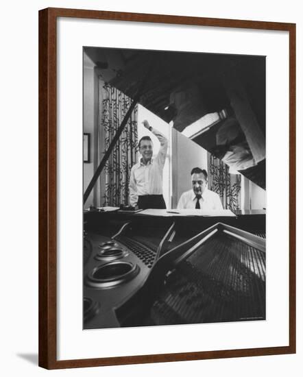 Creators of "My Fair Lady", Allan Jay Lerner and Frederick Loewe, at Piano Working on Score-Gordon Parks-Framed Premium Photographic Print