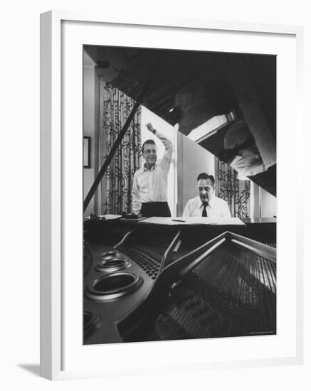 Creators of "My Fair Lady", Allan Jay Lerner and Frederick Loewe, at Piano Working on Score-Gordon Parks-Framed Premium Photographic Print