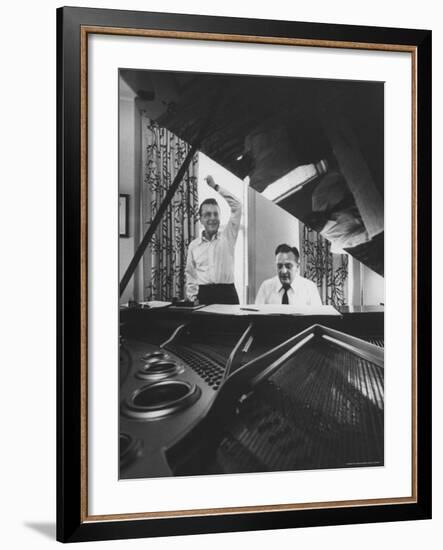 Creators of "My Fair Lady", Allan Jay Lerner and Frederick Loewe, at Piano Working on Score-Gordon Parks-Framed Premium Photographic Print