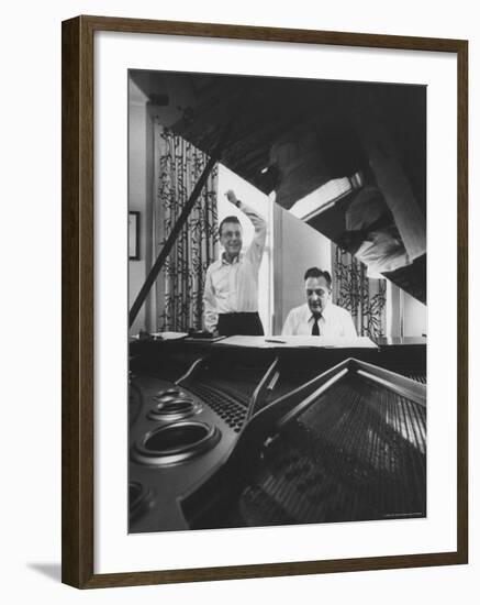 Creators of "My Fair Lady", Allan Jay Lerner and Frederick Loewe, at Piano Working on Score-Gordon Parks-Framed Premium Photographic Print