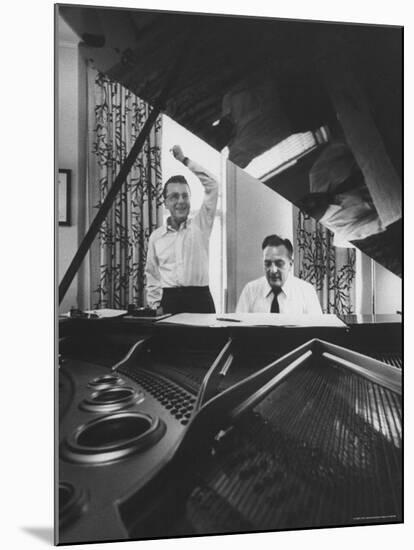 Creators of "My Fair Lady", Allan Jay Lerner and Frederick Loewe, at Piano Working on Score-Gordon Parks-Mounted Premium Photographic Print