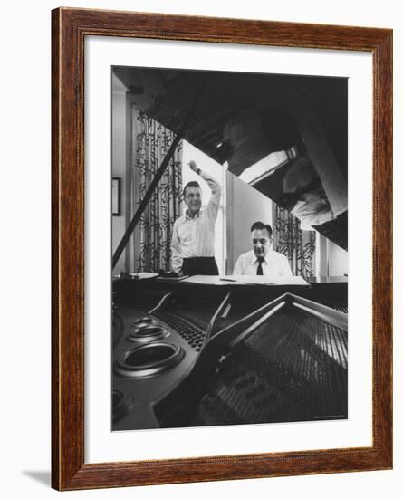 Creators of "My Fair Lady", Allan Jay Lerner and Frederick Loewe, at Piano Working on Score-Gordon Parks-Framed Premium Photographic Print
