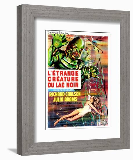 Creature from the Black Lagoon, (aka L'Etrange Creature Du Lac Noir), French Poster Art, 1954-null-Framed Premium Giclee Print