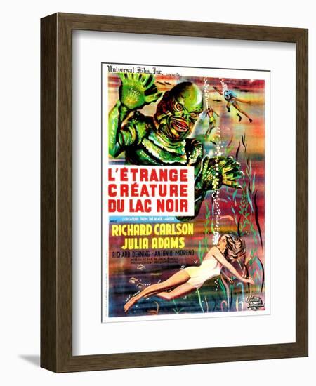 Creature from the Black Lagoon, (aka L'Etrange Creature Du Lac Noir), French Poster Art, 1954-null-Framed Premium Giclee Print