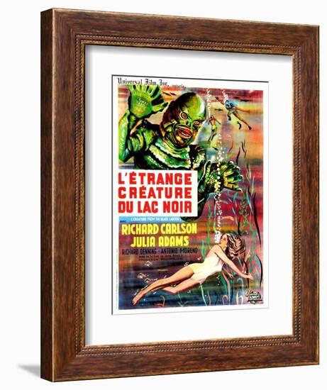 Creature from the Black Lagoon, (aka L'Etrange Creature Du Lac Noir), French Poster Art, 1954-null-Framed Premium Giclee Print