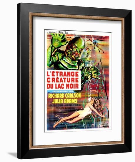 Creature from the Black Lagoon, (aka L'Etrange Creature Du Lac Noir), French Poster Art, 1954-null-Framed Premium Giclee Print