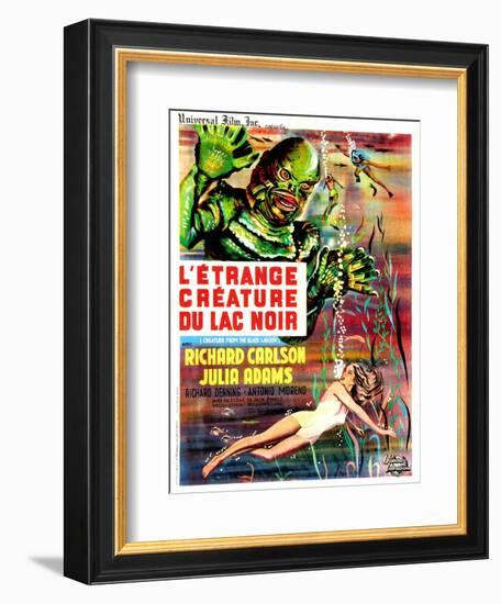 Creature from the Black Lagoon, (aka L'Etrange Creature Du Lac Noir), French Poster Art, 1954-null-Framed Premium Giclee Print