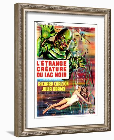 Creature from the Black Lagoon, (aka L'Etrange Creature Du Lac Noir), French Poster Art, 1954-null-Framed Art Print