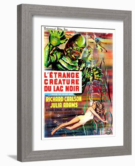 Creature from the Black Lagoon, (aka L'Etrange Creature Du Lac Noir), French Poster Art, 1954-null-Framed Art Print