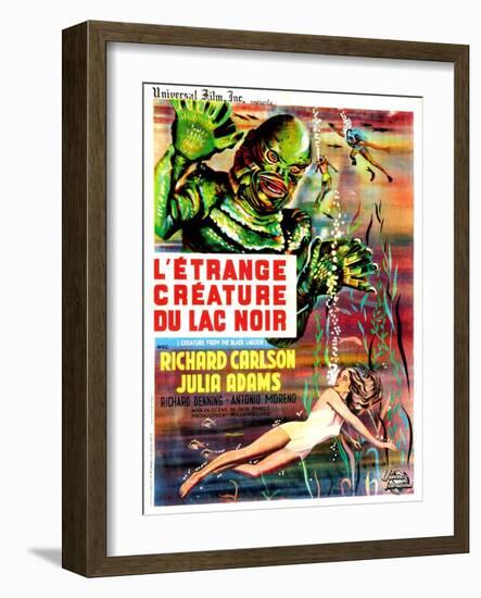 Creature from the Black Lagoon, (aka L'Etrange Creature Du Lac Noir), French Poster Art, 1954-null-Framed Art Print