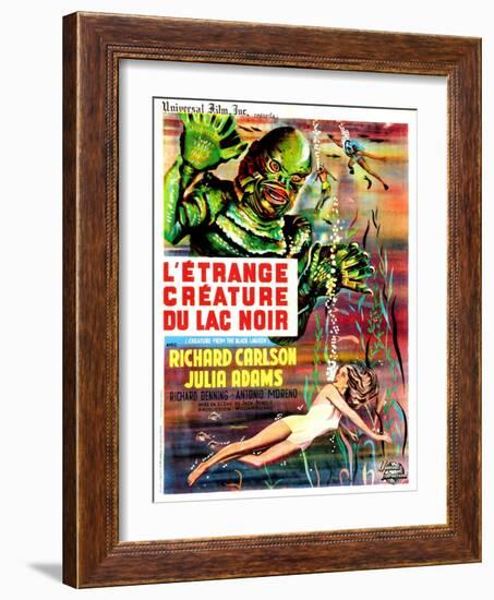 Creature from the Black Lagoon, (aka L'Etrange Creature Du Lac Noir), French Poster Art, 1954-null-Framed Art Print