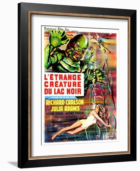 Creature from the Black Lagoon, (aka L'Etrange Creature Du Lac Noir), French Poster Art, 1954-null-Framed Art Print