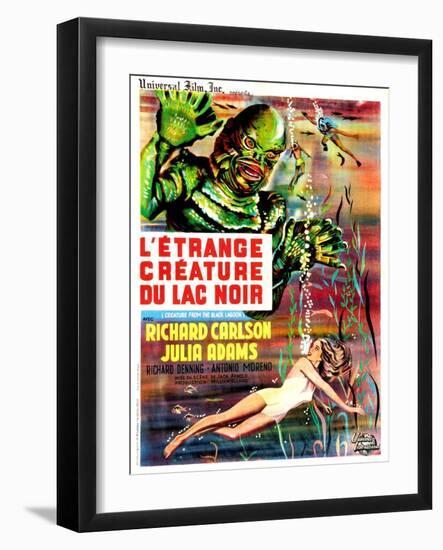 Creature from the Black Lagoon, (aka L'Etrange Creature Du Lac Noir), French Poster Art, 1954--Framed Art Print