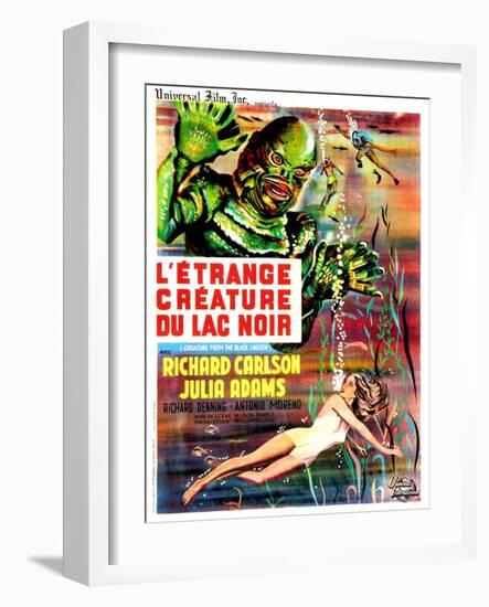 Creature from the Black Lagoon, (aka L'Etrange Creature Du Lac Noir), French Poster Art, 1954-null-Framed Art Print