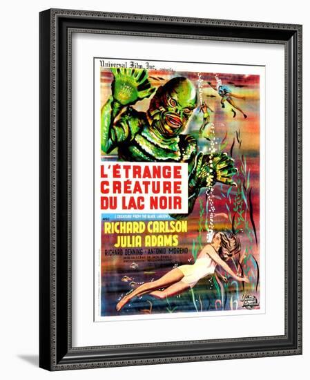 Creature from the Black Lagoon, (aka L'Etrange Creature Du Lac Noir), French Poster Art, 1954-null-Framed Art Print