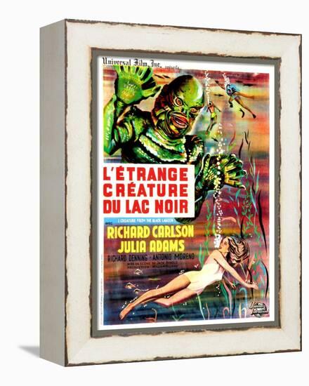 Creature from the Black Lagoon, (aka L'Etrange Creature Du Lac Noir), French Poster Art, 1954-null-Framed Stretched Canvas