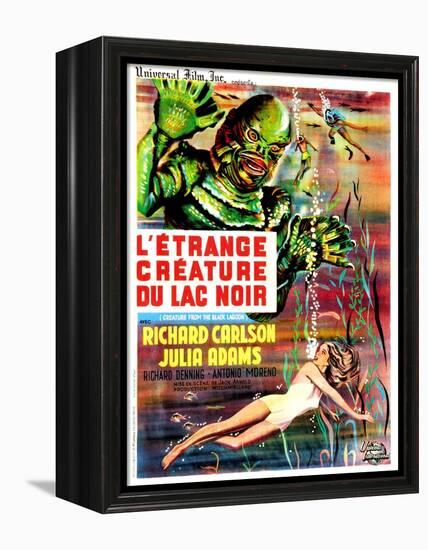 Creature from the Black Lagoon, (aka L'Etrange Creature Du Lac Noir), French Poster Art, 1954-null-Framed Stretched Canvas