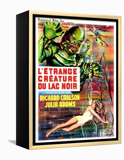 Creature from the Black Lagoon, (aka L'Etrange Creature Du Lac Noir), French Poster Art, 1954-null-Framed Stretched Canvas